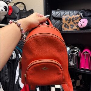 SOLD Coach burnt Orange Leather Backpack